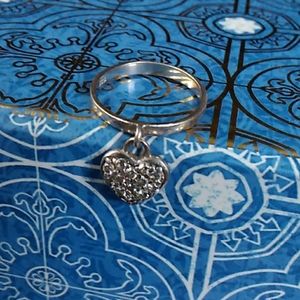 Sterling silver heart ring sapphire accents size 6